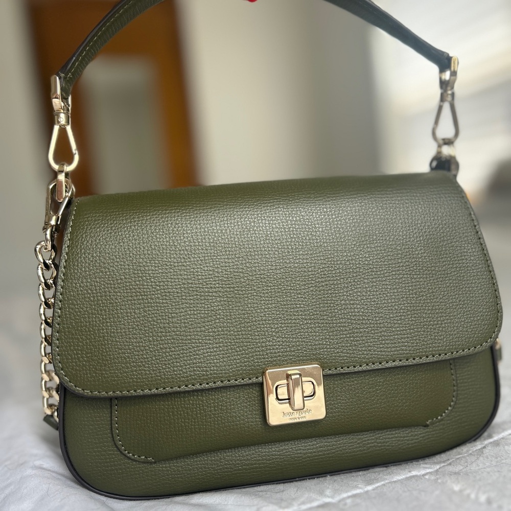 Kate Spade Olive Green Leather Shoulder Bag